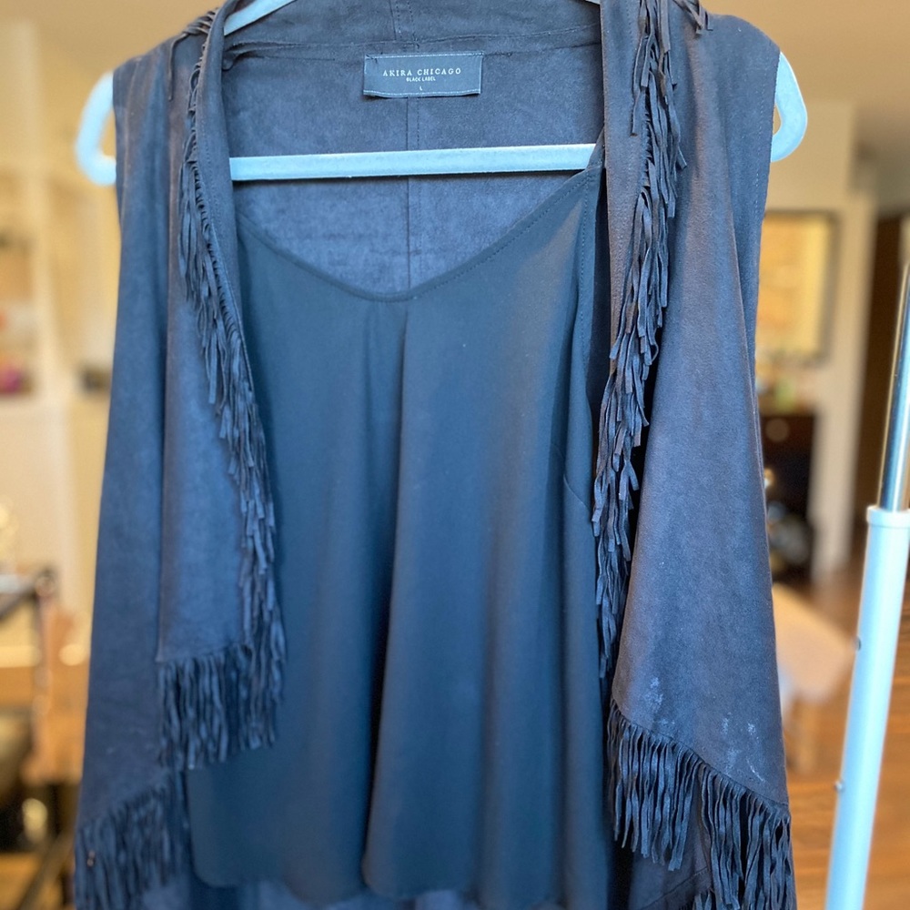 Black fringe vest